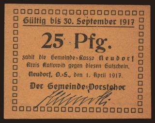 Neudorf, 25 Pfennig, 1917