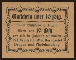 Berncastel/ Peter Wintrath Drogen und Photohandlung, 10 Pfennig, 1919