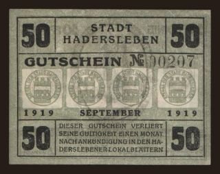 Haderslev/ Stadt, 50 Pfennig, 1919