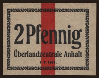 Dessau/ Überlandzentrale Anhalt, 2 Pfennig, 1920