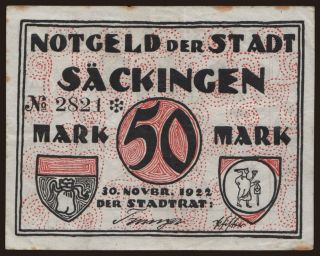 Säckingen/ Stadt, 50 Mark, 1922