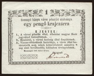 Rozsnyó, 1 krajcár, 1849
