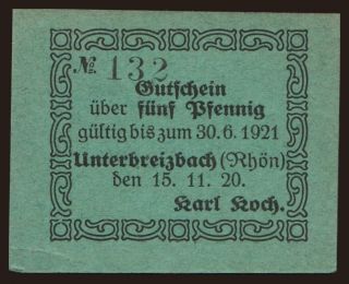 Unterbreizbach/ Karl Koch, 5 Pfennig, 1920