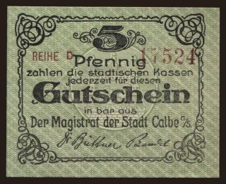 Calbe, 5 Pfennig, 1919