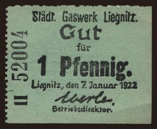 Liegnitz/ Städtisches Gaswerk, 1 Pfennig, 1922