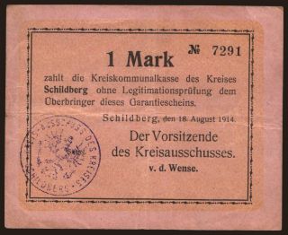 Schildberg(Ostrzeszów)/ Kreisausschuss, 1 Mark, 1914