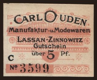 Lassan/ Carl Duden, Manufaktur- u. Modewaren, 5 Pfennig, 1920