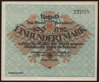 Postdam/ Stadt, 100 Mark, 1922