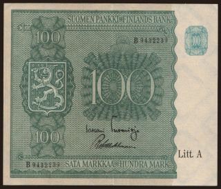 100 markkaa, 1945, Litt. A