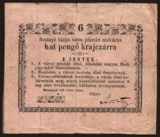 Rozsnyó, 6 krajcár, 1849