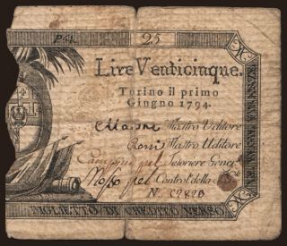 Torino, 25 lire, 1794