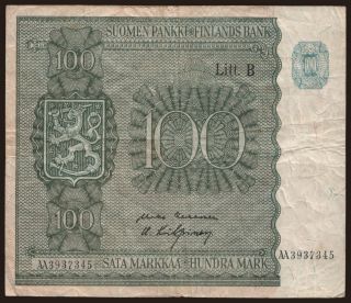 100 markka, 1945, litt. B