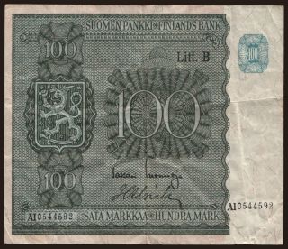 100 markkaa, 1945, Litt. B