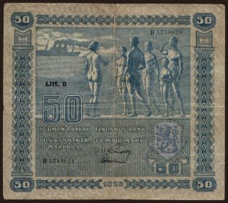50 markkaa, 1939, Litt. D
