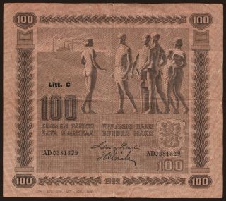 100 markkaa, 1922, Litt. C