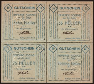 Aschach, 10, 35, 60, 75 Heller, 1920