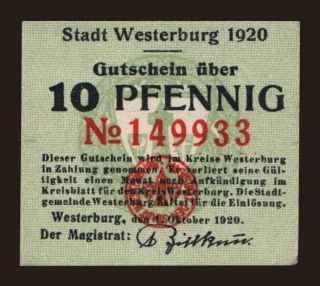 Westerburg, 10 Pfennig, 1920