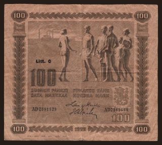 100 markka, 1922, litt. C