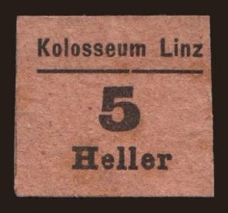 Linz/ Kolosseum Linz, 5 Heller, 1920