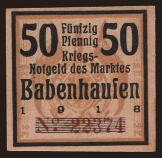 Babenhausen, 50 Pfennig, 1918