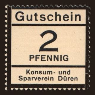 Düren/ Konsum- und Sparverein, 2 Pfennig, 1916
