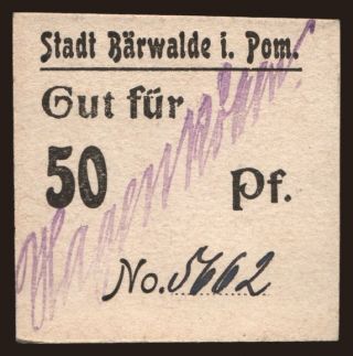 Bärwalde (Barwice), 50 Pfennig, 1917