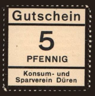Düren/ Konsum- und Sparverein, 5 Pfennig, 1916