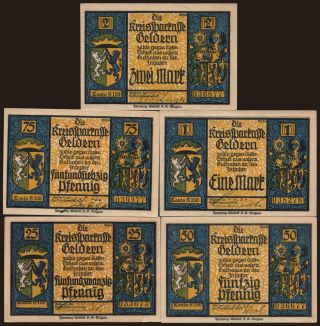 Geldern/ Kreiskommunalkasse, 5x 25 Pfennig - 2 Mark, 192?