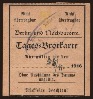Berlin, Tages-Brotkarte, 1916