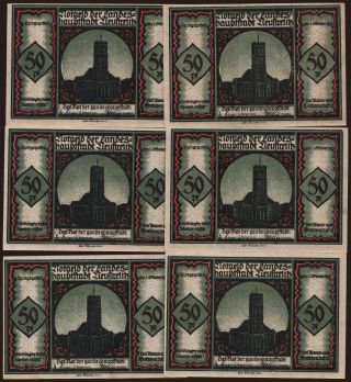 Neustrelitz, 6x 50 Pfennig, 1921