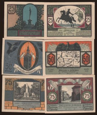 Striegau, 6x 25 - 75 Pfennig, 1921