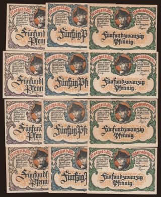 Rheinsberg, 12x 25 - 75 Pfennig, 1922