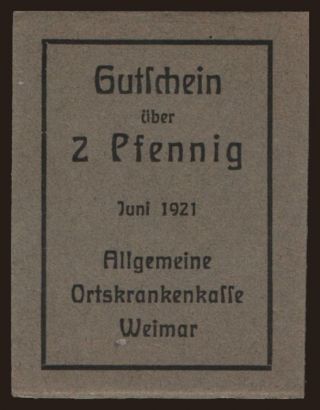 Weimar/ Allgemeine Ortskrankenkasse, 2 Pfennig, 1921