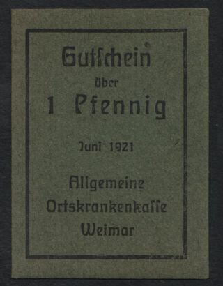 Weimar/ Allgemeine Ortskrankenkasse, 1 Pfennig, 1921