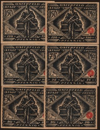 Osterfeld, 6x 50 - 150 Pfennig, 1921