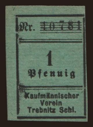 Trebnitz/ Kaufmännischer Verein, 1 Pfennig, 1919