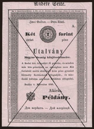 2 Gulden, 1849, Almásy, Formular