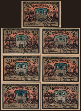 Grünberg, 7x 50 Pfennig, 1921