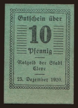 Cleve, 10 Pfennig, 1920