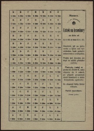 Mähren - Morava, Kartoffelkarte - Lístek na brambory, 1918