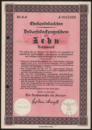 Bedarfsdeckungsschein, 10 Reichsmark, 1933