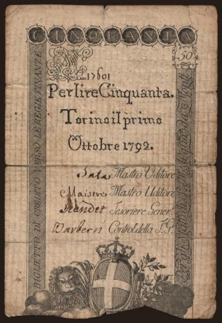 Torino, 50 lire, 1792