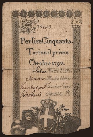Torino, 50 lire, 1792