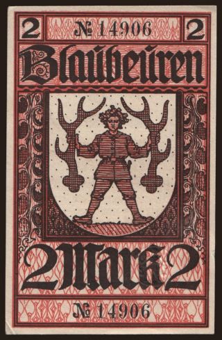 Blaubaren/ Amtskörperschaft, 2 Mark, 1919