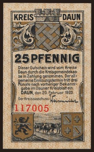 Daun, 25 Pfennig, 1920