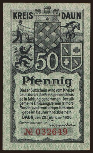 Daun, 50 Pfennig, 1920