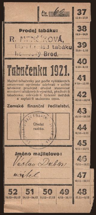 Tabačenka, 1921