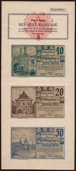 Wilhelmsburg, 10, 20, 50 Heller, 1920