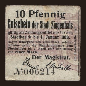Ziegenhals/ Glucholazy, 50 Pfennig, 1918
