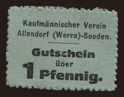 Allendorf-Sooden/ Kaufmänischer Verein, 1 Pfennig, 1920